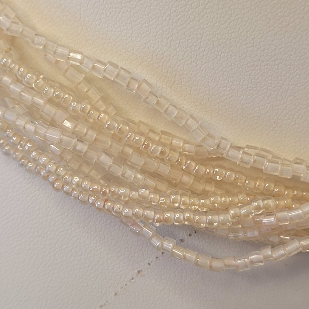 Vintage Beaded Necklace Multi Strand Pale Pink ~ EUC - Picture 2 of 4